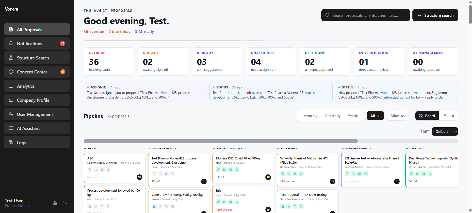 Vonera proposal and costing platform
